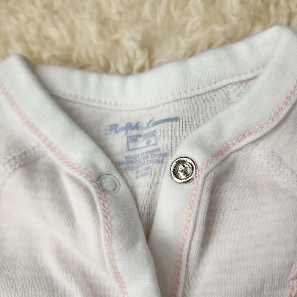 Ralph Lauren Pink and White Striped Sleeper